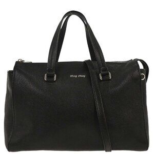 Miu Miu Black Leather 2way Tote Handbag 246 166640